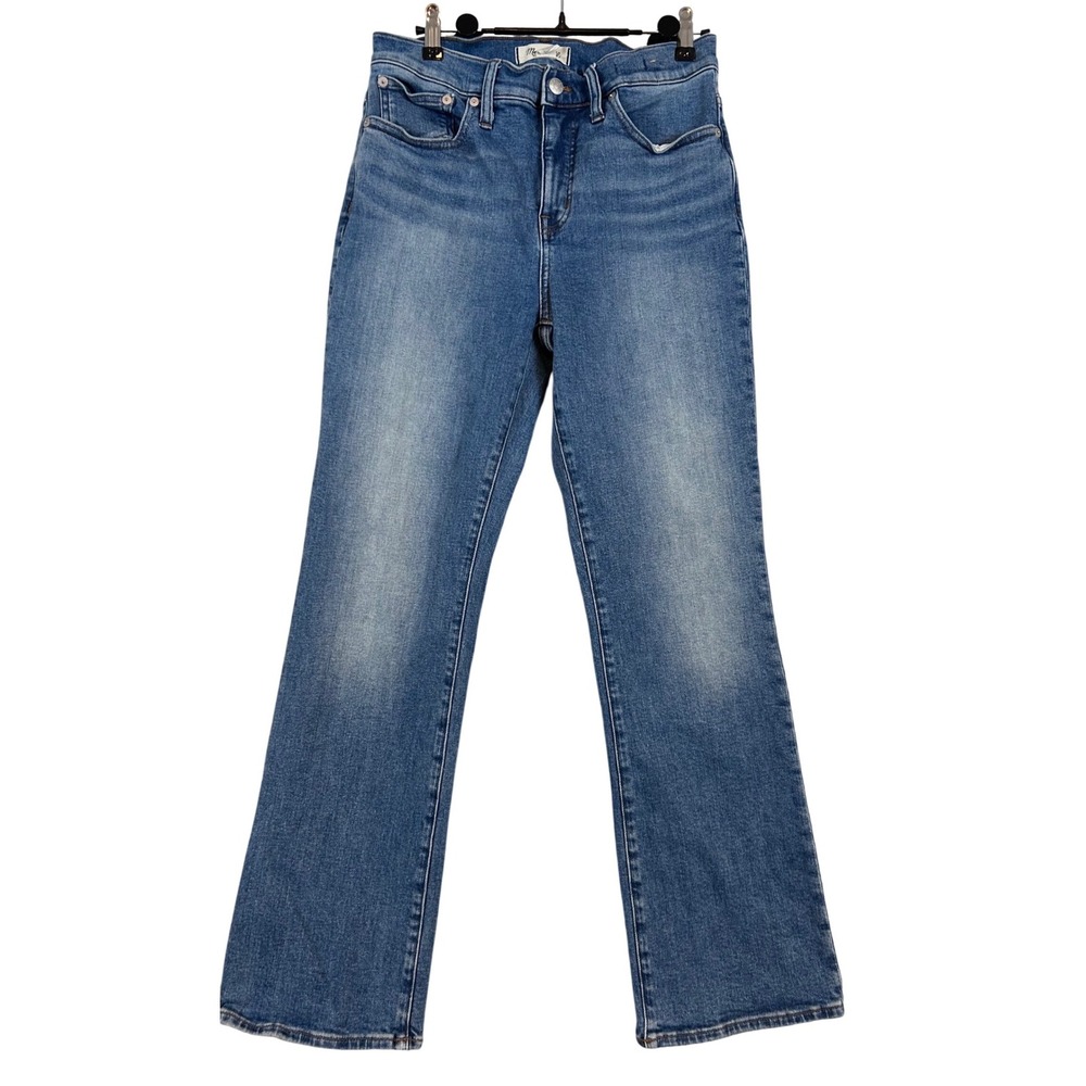 Madewell Mid-Rise Kick Out Jeans Blue Med. Wash Stretch Denim 28 Tall Boho Retro